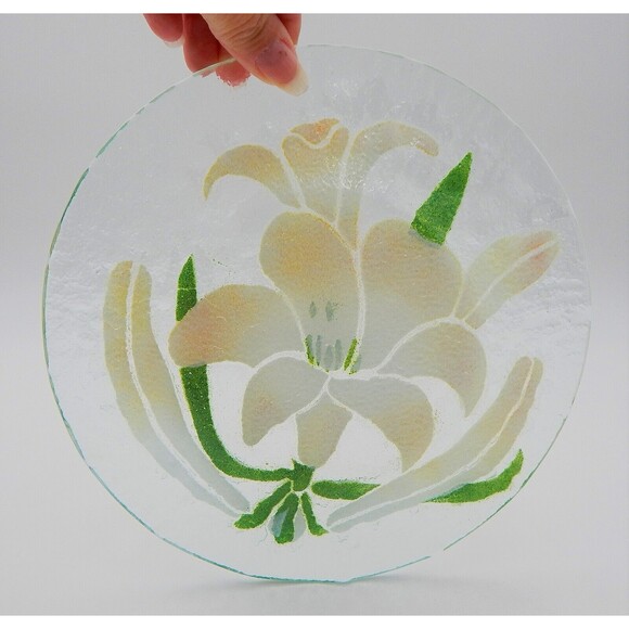 Sydenstricker Fused Glass Daffodil Salad Plate 8-3/4 Inch Yellow Green - Picture 5 of 7